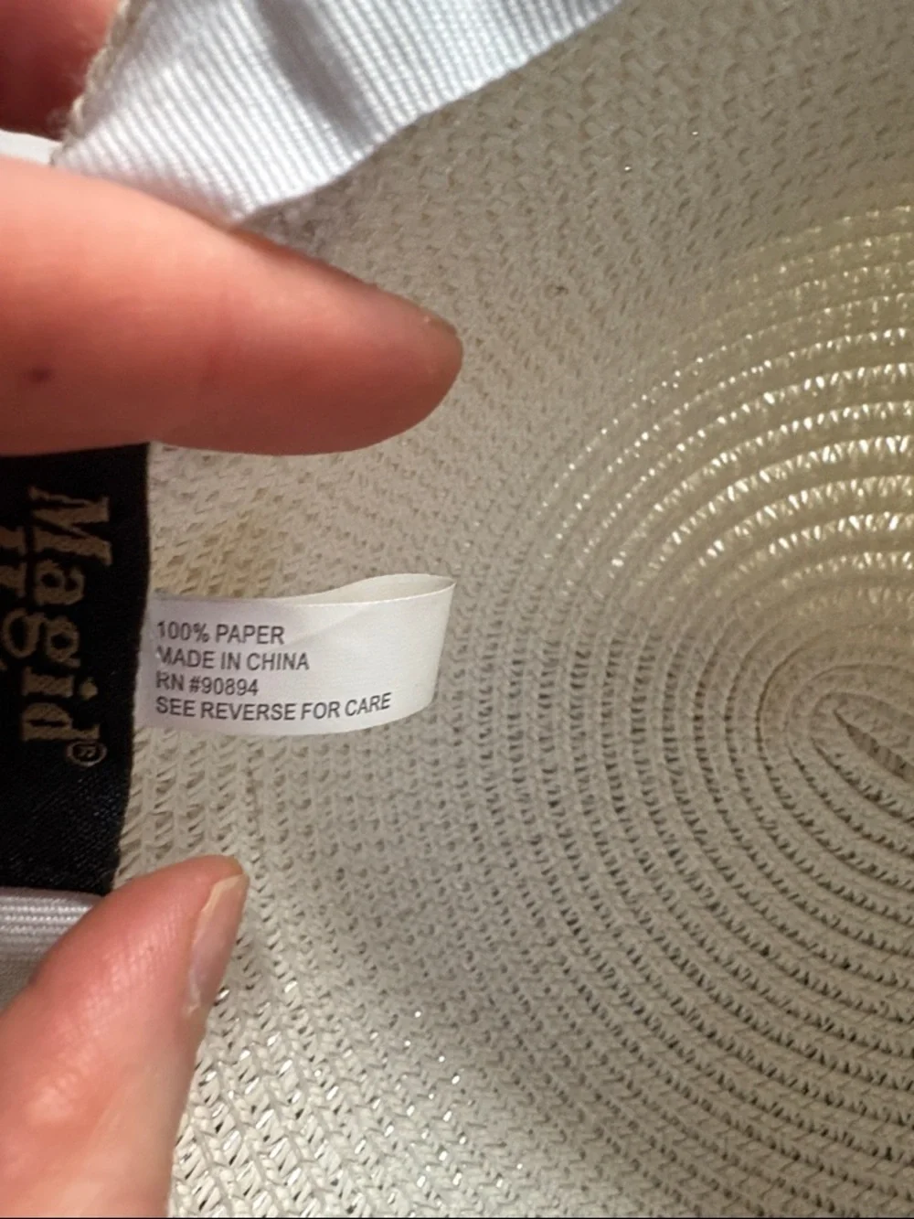 Magid Hats White Paper Wide-Brim Sun Hat Chain Detail One Size